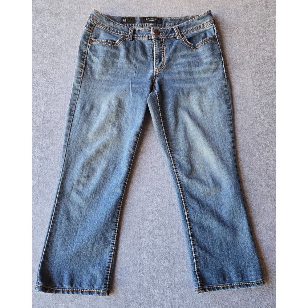 Nine West Capri Jeans Straight Leg Accent Stitching & Pocket Flaps Size 6/28